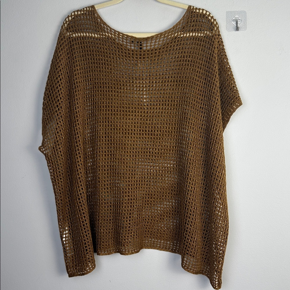 NEW Eileen Fisher Organic Linen Delave Bateau Neck Top 2X Boxy Fit Short Length - Picture 9 of 16